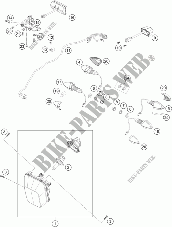 KOPLAMP / ACHTERLICHT voor HVA 701 ENDURO 2016