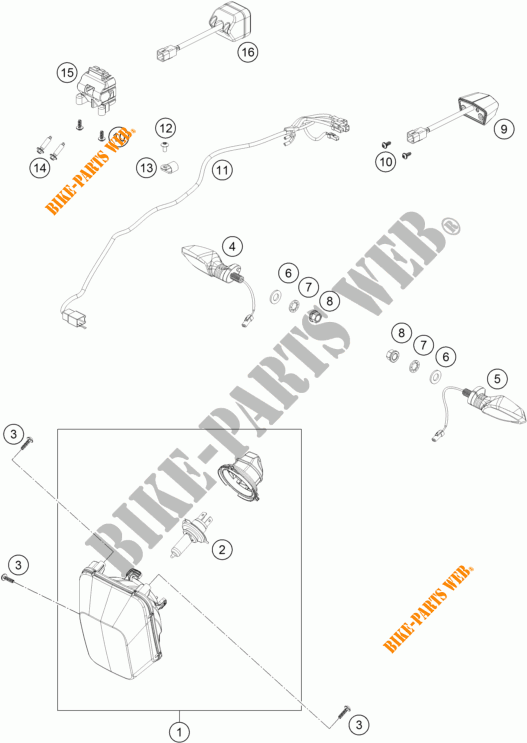 KOPLAMP / ACHTERLICHT voor HVA 701 SUPERMOTO 2023